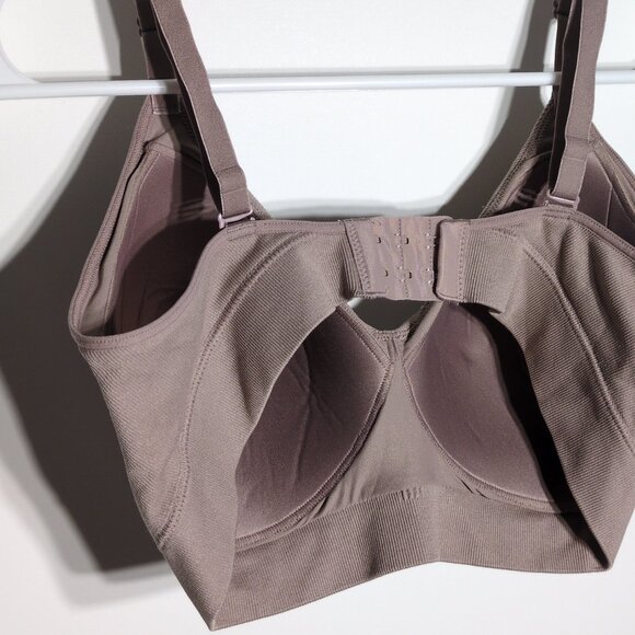 Maidenform XL Bra Wireless Ribbed Mauve Beige Brown Adjustable Full Coverage - Picture 3 of 6